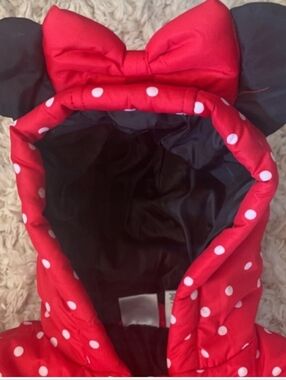 Disney Red & White Polka Dot Hooded Jacket with Bow Ears